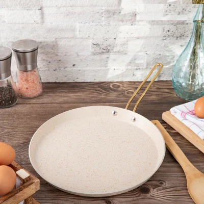 Evren 28 Cm Cream Kısa Kenarlı Krep Tava (Çubuk Kulp)